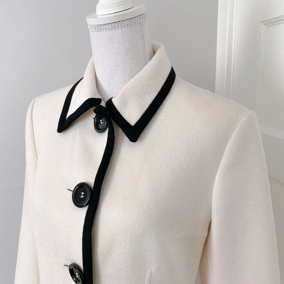 Michael Kors Colorblock Jacket Size 6 White Cream Wool Angora Made In Italy - Picture 3 of 11